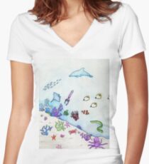 Sealife Women's Fitted V-Neck T-Shirt
