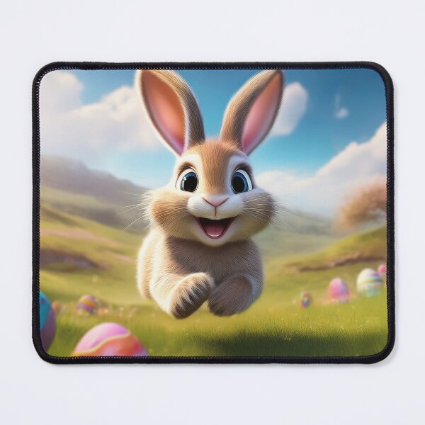 Item preview, Cute Easter bunny running happy designed and sold by psychoshadow.