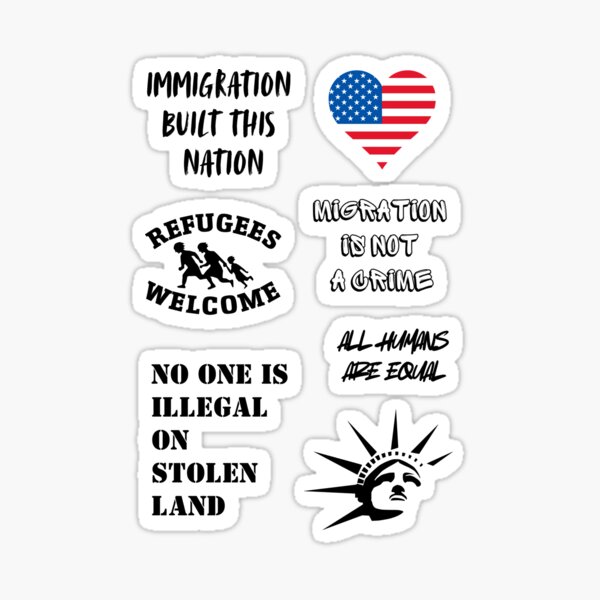 Item preview, Quotes pack immigration built this nation, refugees welcome, no one is illegal on stolen land designed and sold by Punderful Day.