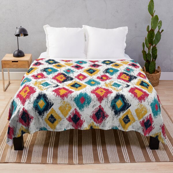 Item preview, Colorful geometric pattern inspired by Uzbek ikat fabrics designed and sold by Piotrek0001.