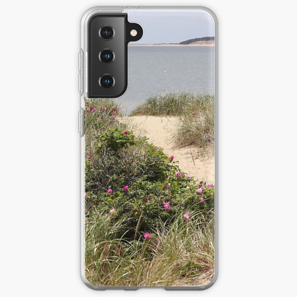 Beach path with beach plum roses in bloom Samsung Galaxy Phone Case
