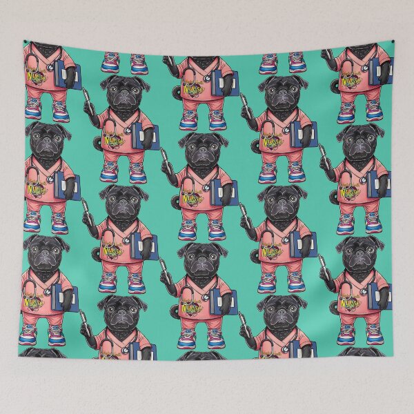 Item preview, Mental Health Nurse Pug designed and sold by FivePugs.
