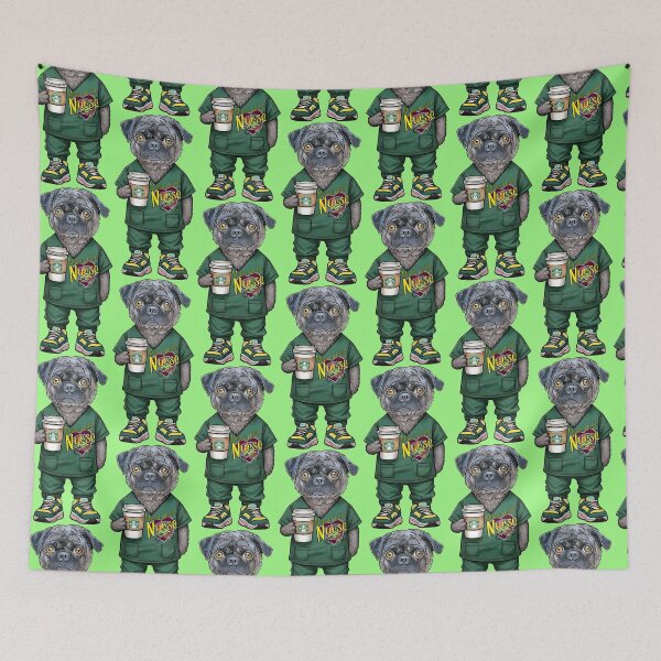Item preview, Mental Health Nurse Pug designed and sold by FivePugs.