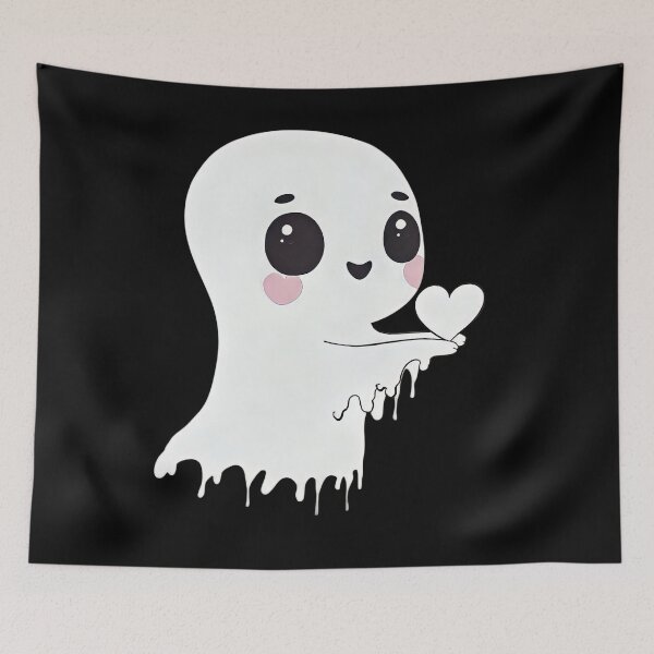 Item preview, Cute Ghost Holding a Heart - Adorable Valentine’s Day Illustration designed and sold by EmiBarDesign.