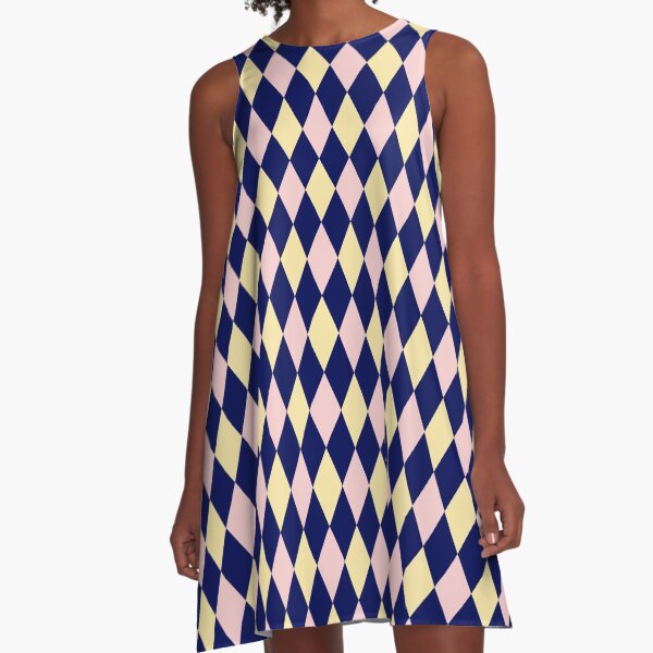 Pink Yellow Diamonds Pattern A-Line Dress