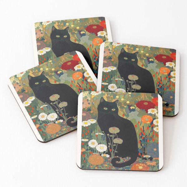 Item preview, Gustav Klimt Black Cat In A Garden Museum Style Poster designed and sold by MamboArt.
