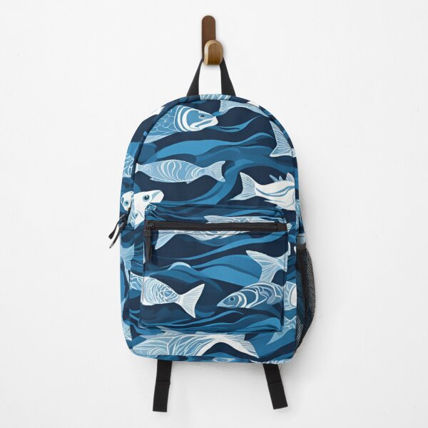 Item preview, Abstract Flowing Blue Currents with Fish designed and sold by Traloch O'Laoi.