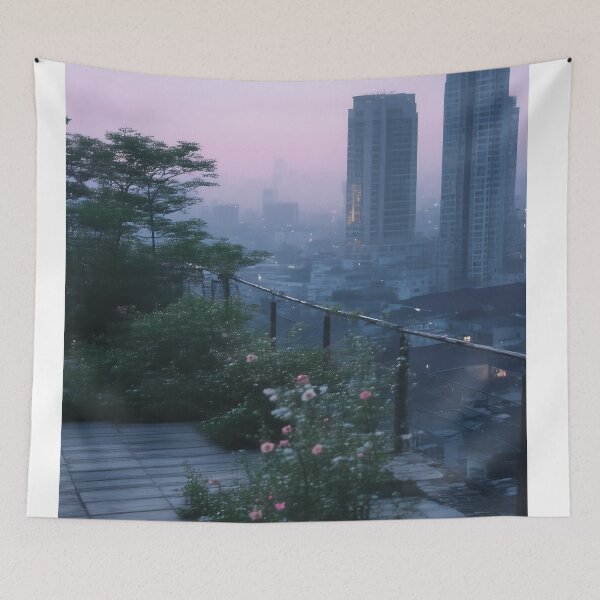 Item preview, Pink Dusk Blooms Over City Skyscrapers designed and sold by PanoramaPrints.