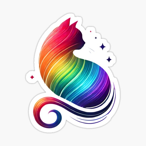 Item preview, Vibrant Gradient Cat Silhouette with Elaborate Tail and Swirling Patterns designed and sold by inkNext.