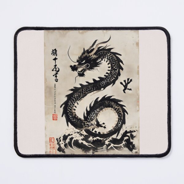 Item preview, Rising Dragon Over Waves in Brown and Gray designed and sold by SplashTastic.