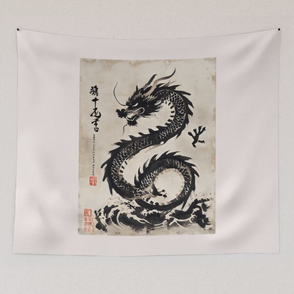 Item preview, Rising Dragon Over Waves in Brown and Gray designed and sold by SplashTastic.
