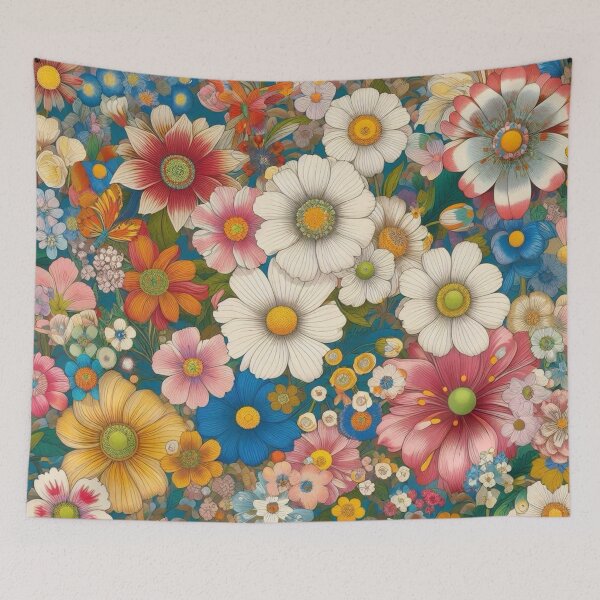 Item preview, Flowers, botanical, spring, floral pattern, cottagecore, Japanese pop art designed and sold by Sugar Wisdom .