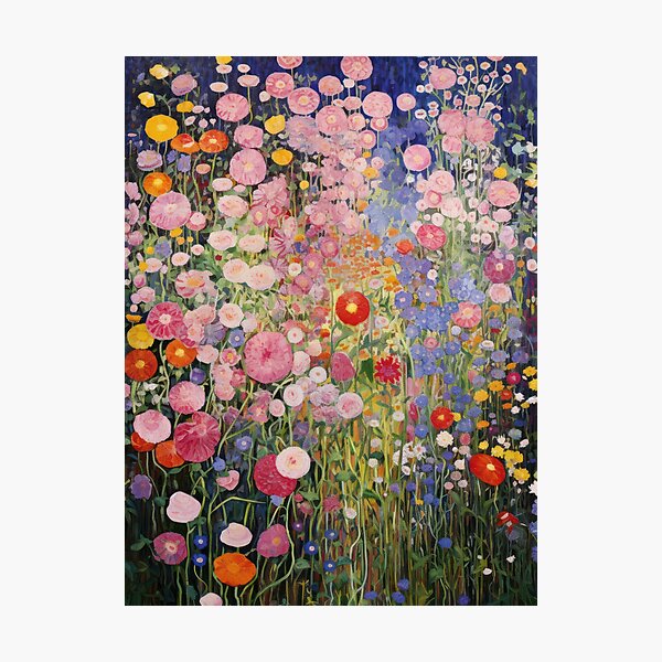 Aperçu de l'œuvre Gustav Klimt Flowers Garden at Night créée et vendue par MamboArt.