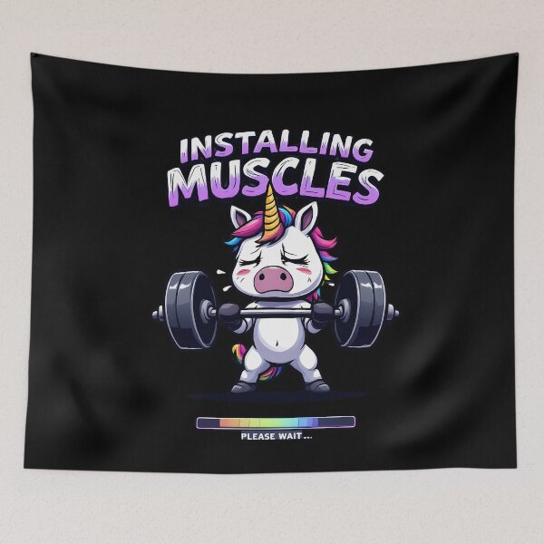 Item preview, Installing Muscles - Funny Gym Unicorn designed and sold by VinsendDraconi.