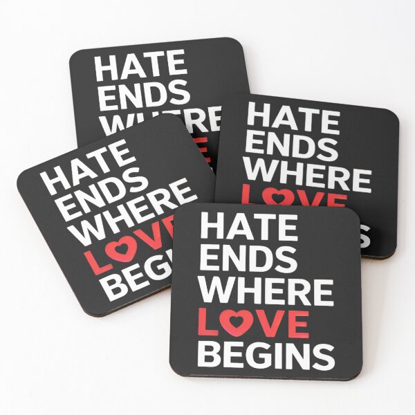 Artikelvorschau, Hass endet dort, wo Liebe beginnt. Positive Anti-Hass-Botschaft, Anti-Mobbing entworfen und verkauft von Anniko Art Studio.