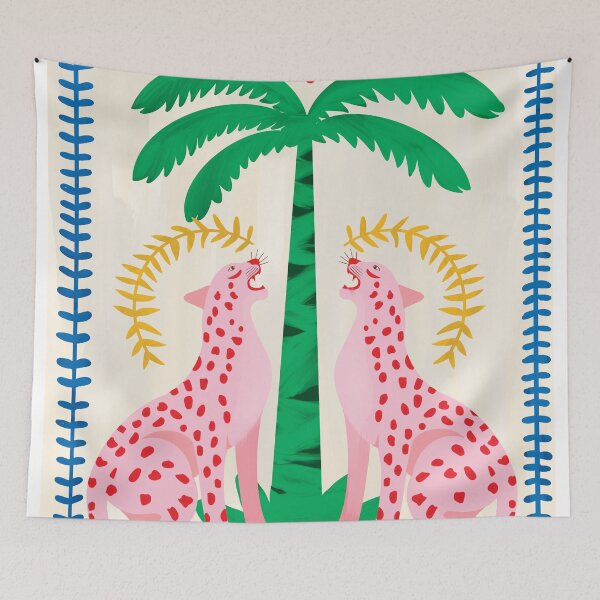 Item preview, Boho Pink Tigers & Palm Trees – Tropical Dream big cats designed and sold by Arctic frame studio.