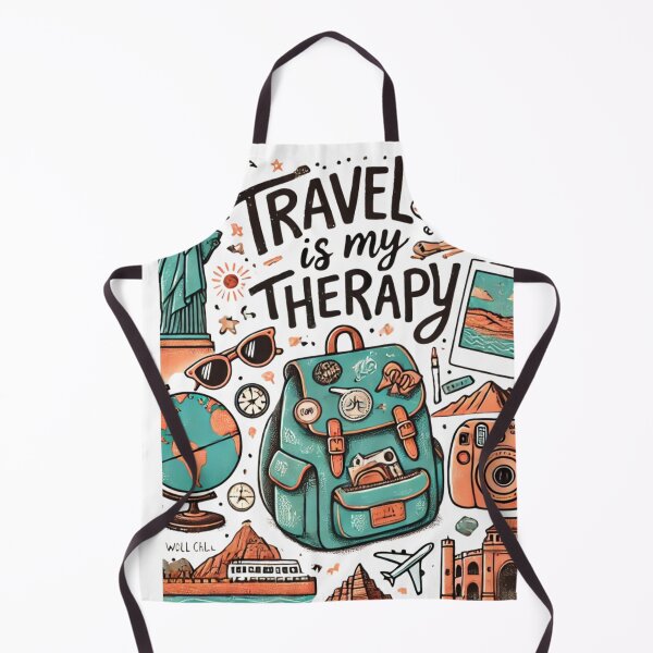 Item preview, Whimsical Travel Art - "Travel is My Therapy" Hand-Lettered Design designed and sold by Designeerguy.