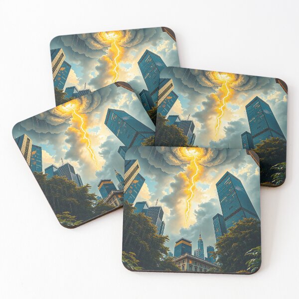 Item preview, Stormlit Dusk Over Golden Towers designed and sold by PanoramaPrints.