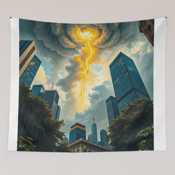 Item preview, Stormlit Dusk Over Golden Towers designed and sold by PanoramaPrints.