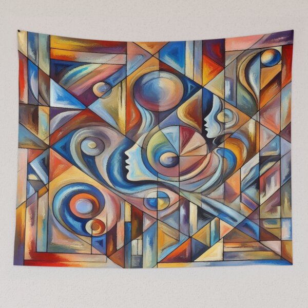 Item preview, "Cubist Minds & Watercolor Dreams: A Sideways Portrait in Artistic Style." designed and sold by FotoworldEdel.