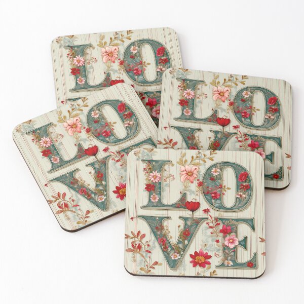 Item preview, Romantic Vintage Floral Love Design in a Continuous Pattern, Perfect for Valentine's Day and Special Occasions designed and sold by Clara Fruggeri.
