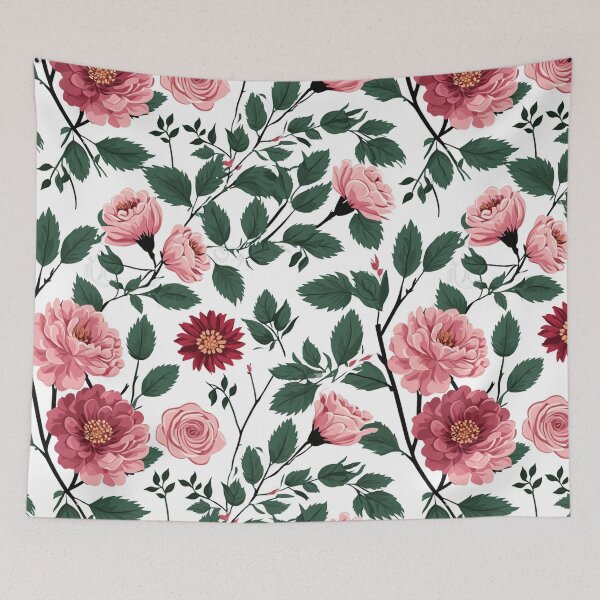 Item preview, Roses flowers on branches. Millefleurs trendy floral design designed and sold by Giuseppe Cammino.