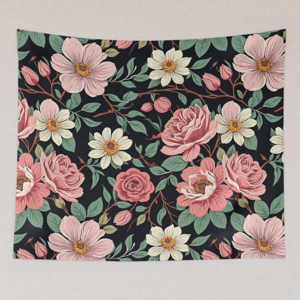 Item preview, Roses flowers on branches. Millefleurs trendy floral design designed and sold by Giuseppe Cammino.