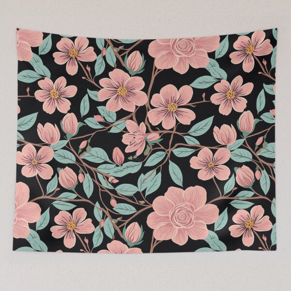 Item preview, Roses flowers on branches. Millefleurs trendy floral design designed and sold by Giuseppe Cammino.