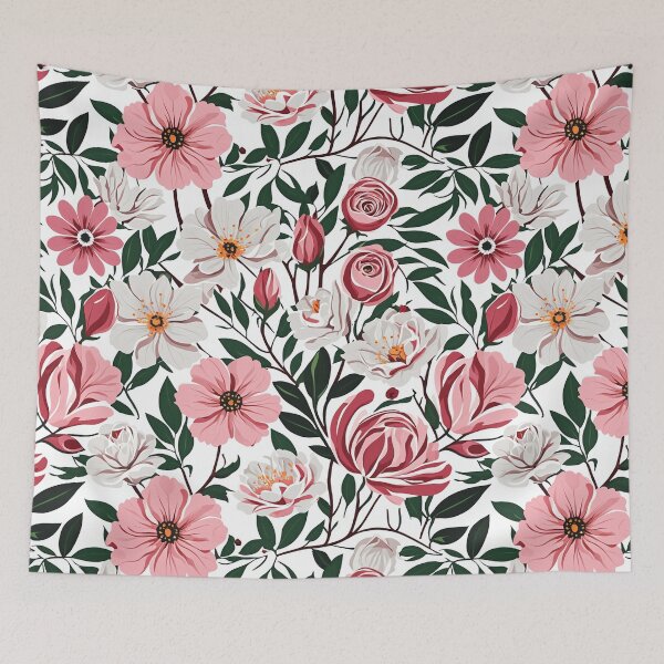 Item preview, Roses flowers on branches. Millefleurs trendy floral design designed and sold by Giuseppe Cammino.