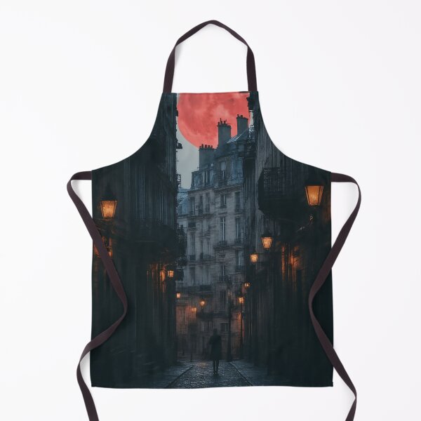 Item preview, Red Moonlit Shadows In Paris' Forgotten Alleys designed and sold by PanoramaPrints.