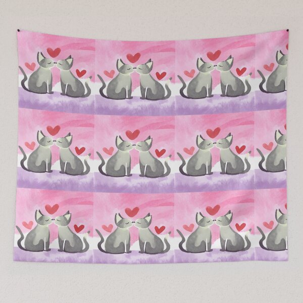 Item preview, Picture of two cats kissing each other lovingly,Purrfect Match designed and sold by 9blueart.