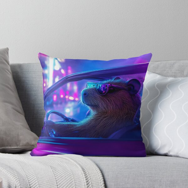 Artikelvorschau, Neon Capybara Nachtfahrt – Lichter der Cyberpunk-Stadt entworfen und verkauft von artandroam.