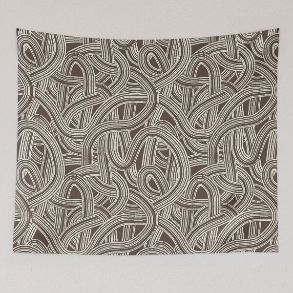 Item preview, Tangeld brush strokes modern style print White and dark brown tones designed and sold by trefail.