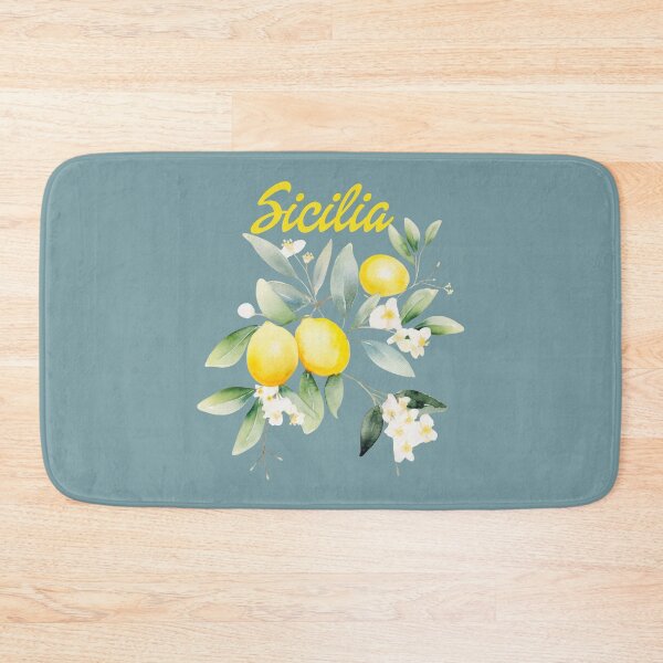 Item preview, Sicilia text Watercolor lemons lemon flowers lemon leaves  designed and sold by EmeraldeaArt.