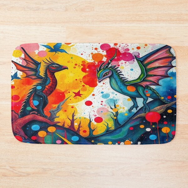 Item preview, "Fabulous Dragons in Vibrant Colors: An Abstract Expressionism Masterpiece in Watercolor." designed and sold by FotoworldEdel.