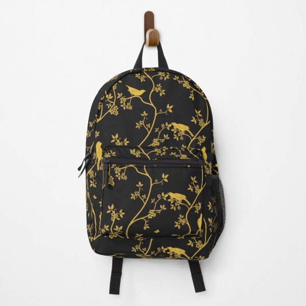 Item preview, Vintage birds in trees Gold and black glamour style print designed and sold by trefail.