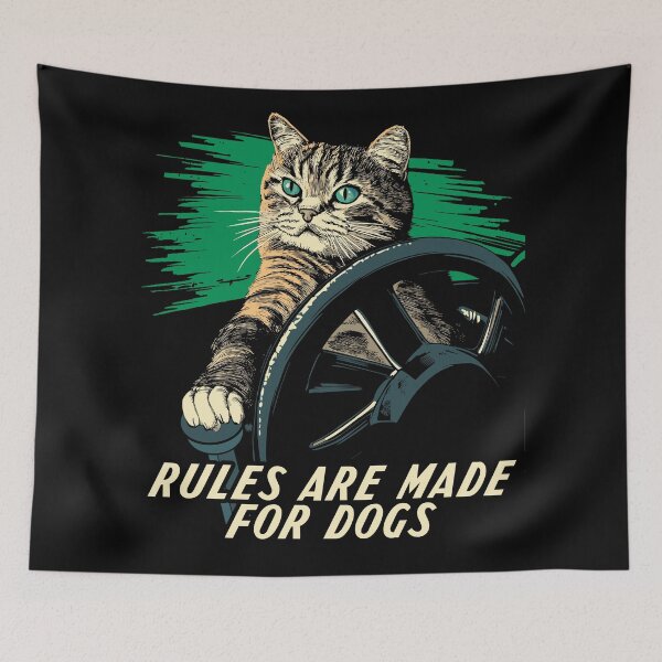 Item preview, Funny Cat Lover - Rules Are Made for Dogs Driving Cat designed and sold by Bunkis1st.