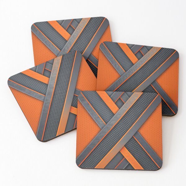 Item preview, Abstract Geometric Background: Intersecting Orange and Gray Stripes on Perforated Metal Texture. designed and sold by RGShirtWorks.