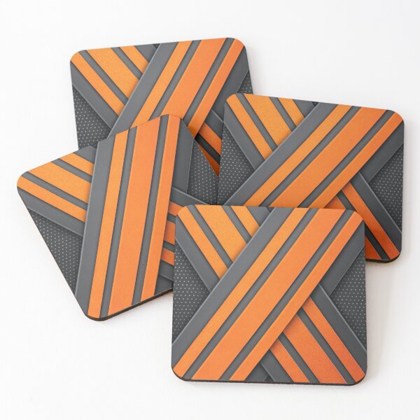 Item preview, Abstract Geometric Background: Intersecting Orange and Gray Stripes on Perforated Metal Texture. designed and sold by RGShirtWorks.