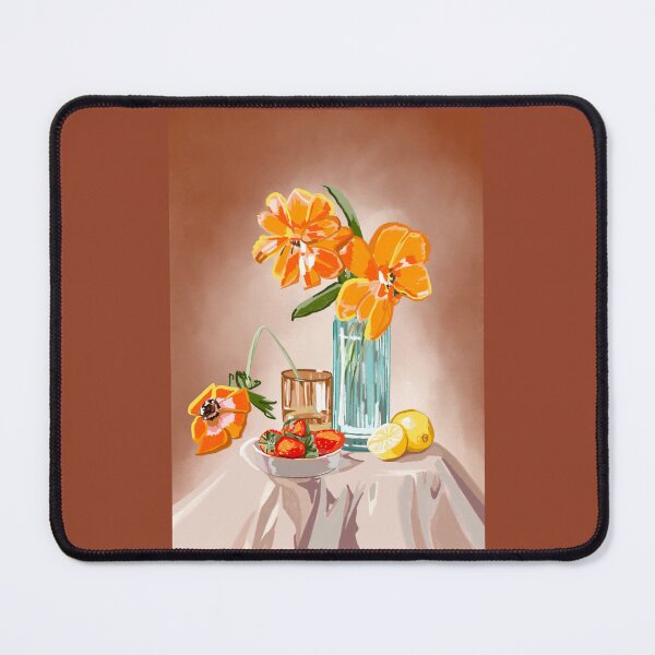 Item preview, Orange Flowers and Fruits in Vase: Stunning Still Life Illustration designed and sold by Pandositive.