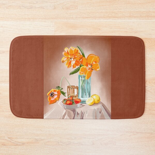 Item preview, Orange Flowers and Fruits in Vase: Stunning Still Life Illustration designed and sold by Pandositive.