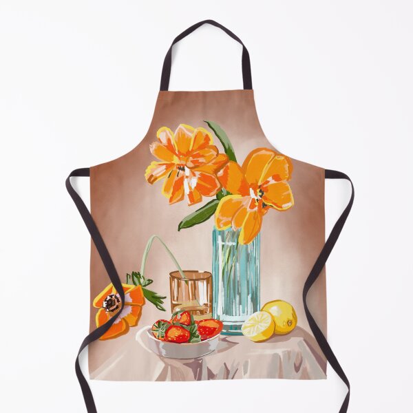 Item preview, Orange Flowers and Fruits in Vase: Stunning Still Life Illustration designed and sold by Pandositive.