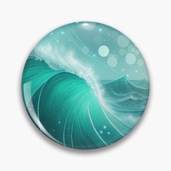 Item preview, Enchanting Teal Ocean Wave with Glowing Particles - Digital Art designed and sold by RGShirtWorks.