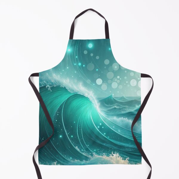 Item preview, Enchanting Teal Ocean Wave with Glowing Particles - Digital Art designed and sold by RGShirtWorks.