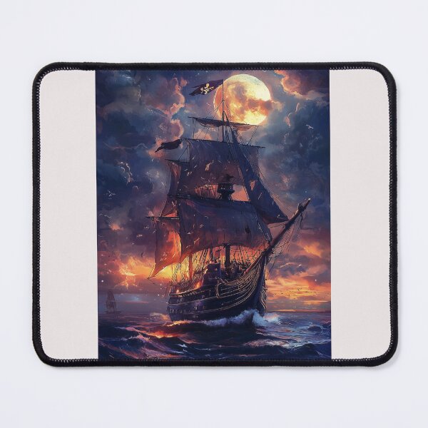 Item preview, Moonlit Pirate Ship – A Legendary Voyage Through the High Seas designed and sold by ArtVibeCo.