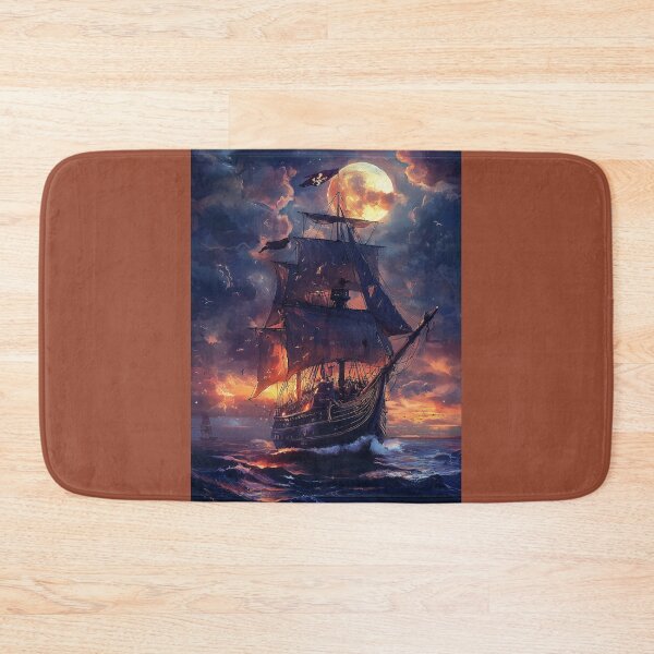 Item preview, Moonlit Pirate Ship – A Legendary Voyage Through the High Seas designed and sold by ArtVibeCo.