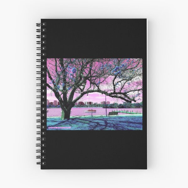 Aperçu de l'œuvre Collection Élégance Neuroesthétique - Arbre et Lac - Pour tous les amoureux de la nature - Ciel rose, herbe bleue - Albert Park - Australie créée et vendue par coolworldstuff.