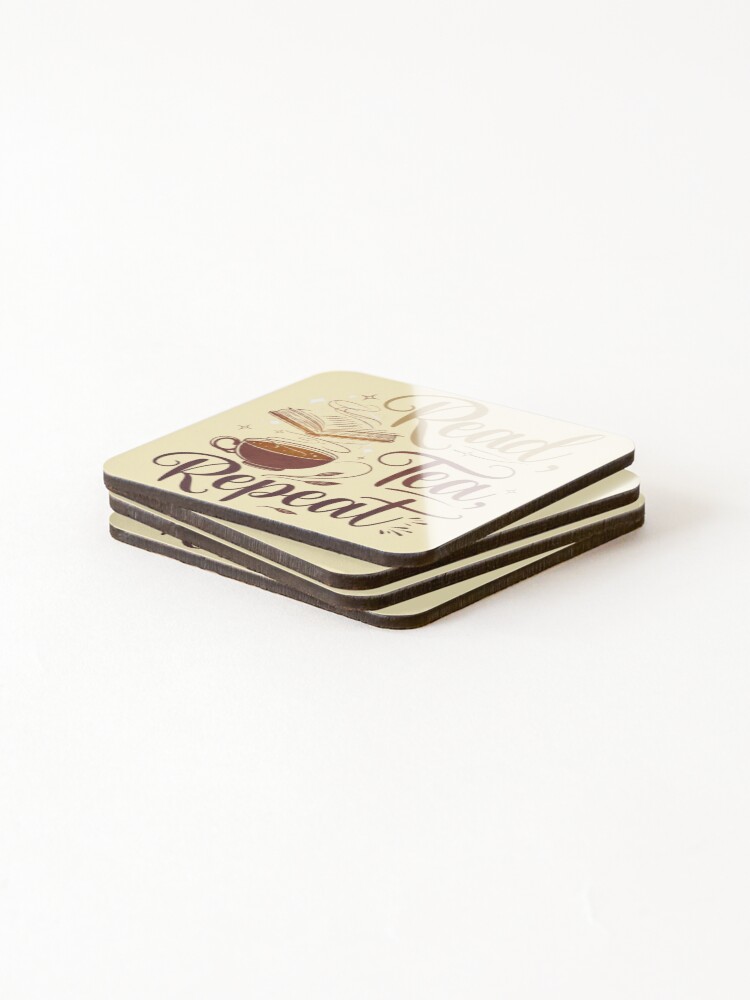 Thumbnail 4 of 5, Coasters (Set of 4), Read, Tea, Repeat designed and sold by MagicWander.