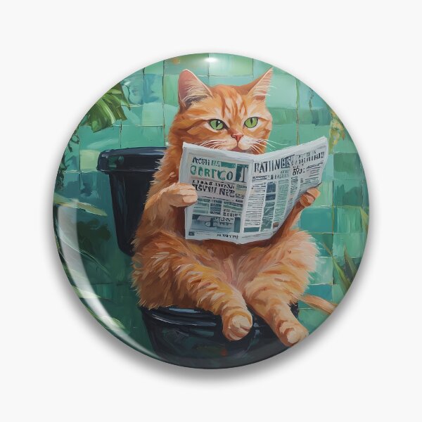 Item preview, Funny Orange Cat Reading Newspaper Sitting on the Toilet, Bathroom designed and sold by Trendy Owl Shop.