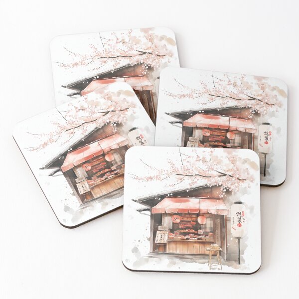 Item preview, JAPAN Poster Watercolor japanese uchiwa market designed and sold by Printyourspirit.